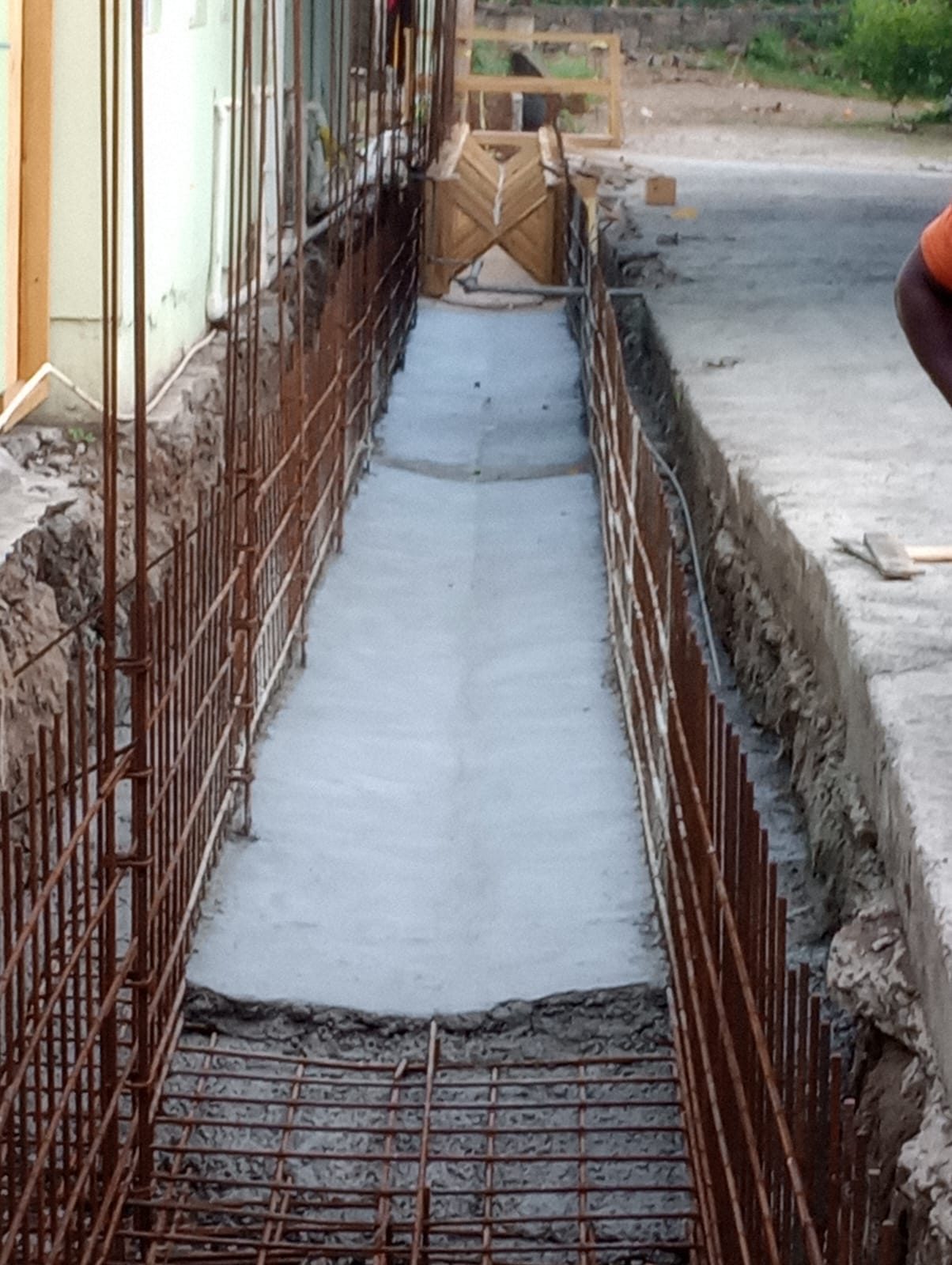 Concrete placed in channel base