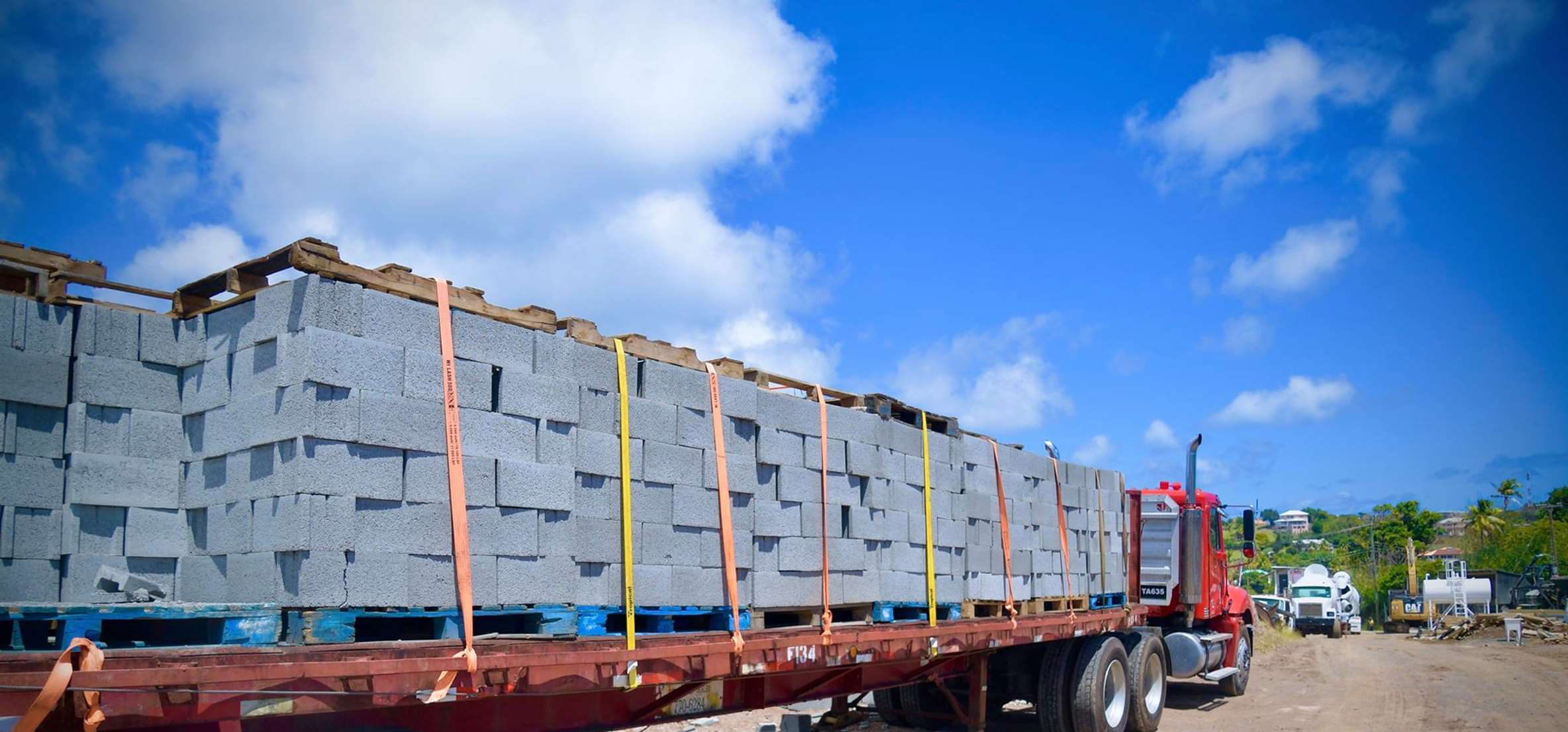 Lowboy hauling cargo